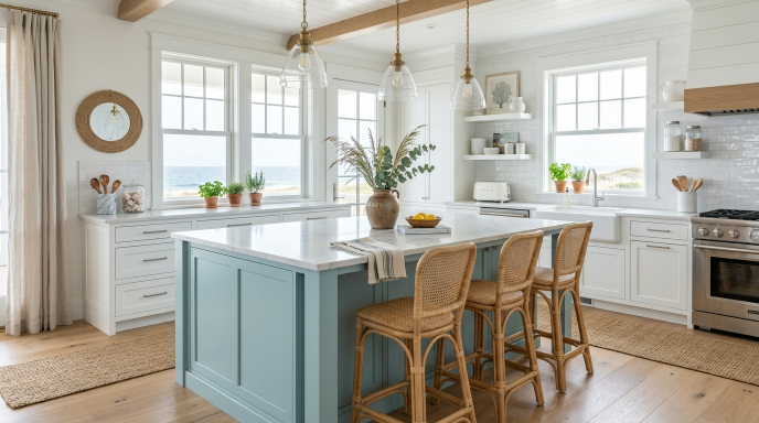 Soft Aqua Kitchen Island