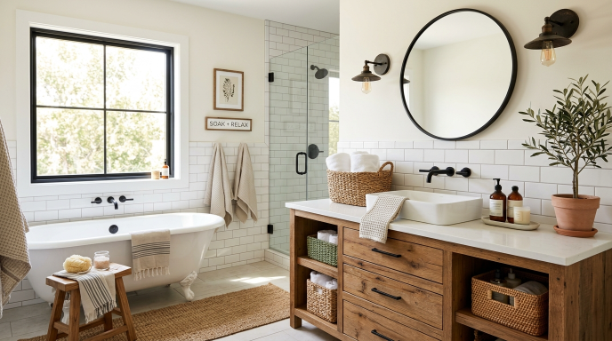 Soft Neutral Bathroom Design