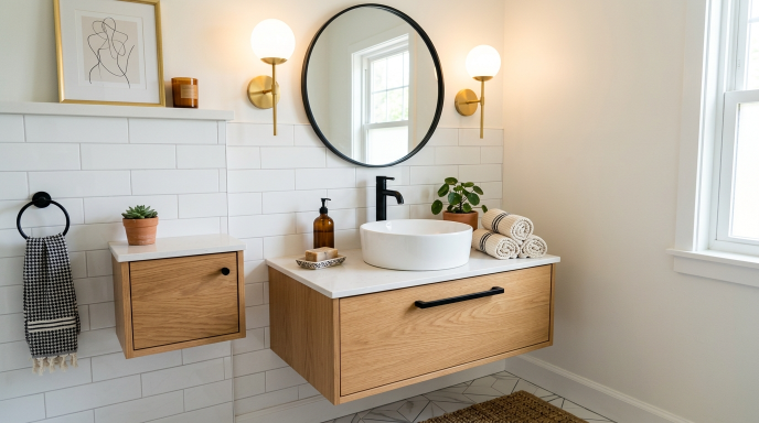 Vanity with Bold Hardware