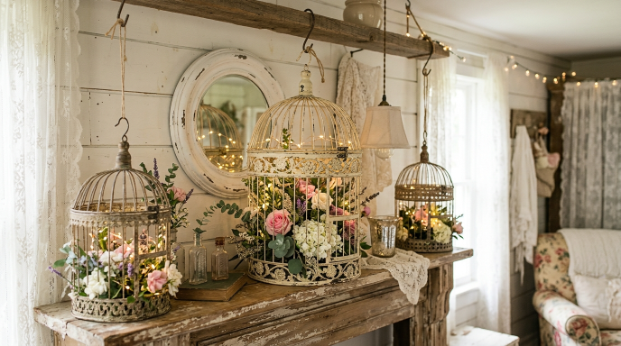 Vintage Birdcage Wall Accent
