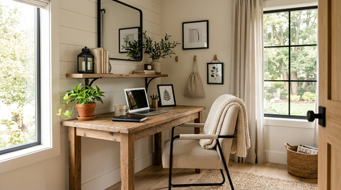 Warm Minimal Farmhouse Office