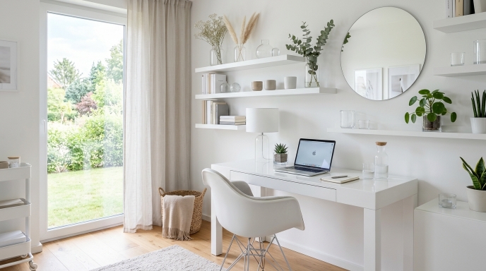 White Office with Glass Elements