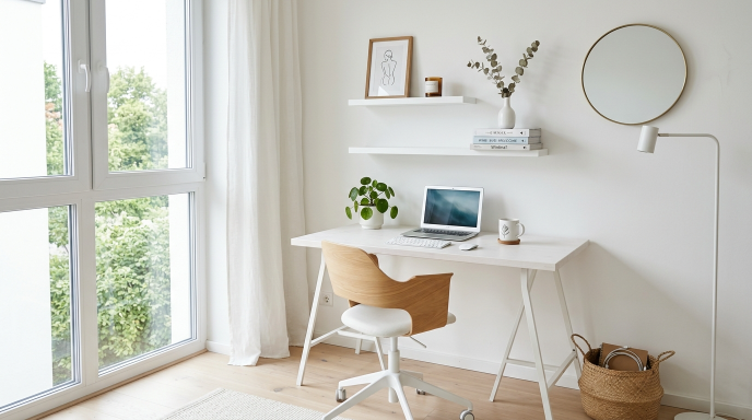 White Office with Minimal Decor