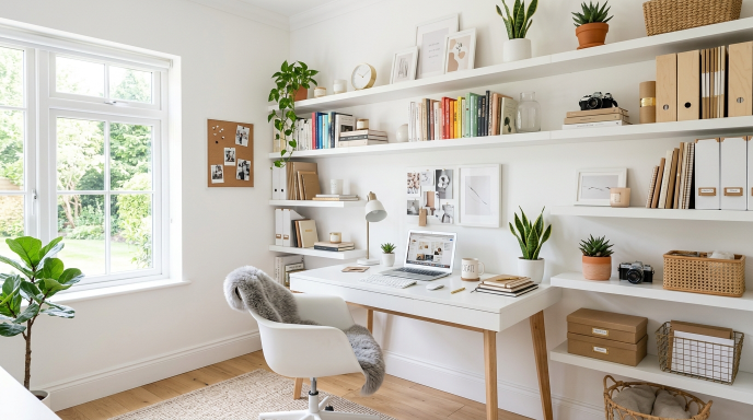 White Office with Open Storage