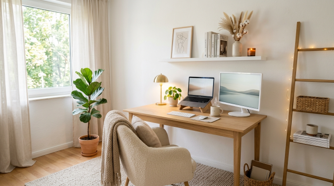 White Office with Soft Lighting