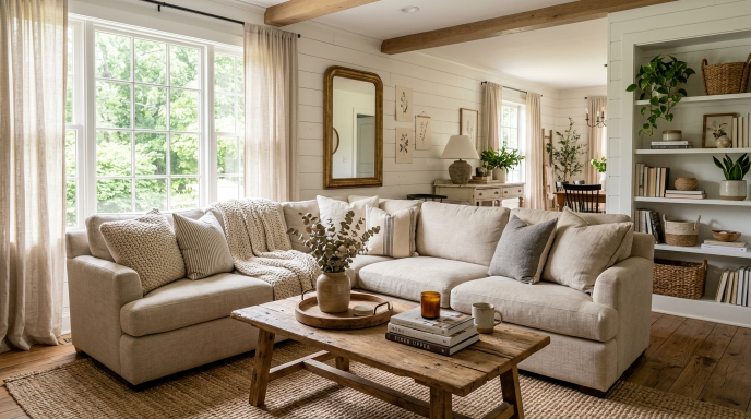White Shiplap Living Room Walls