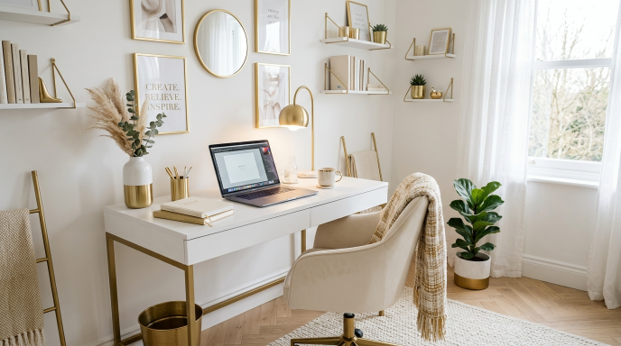 White and Gold Accent Decor