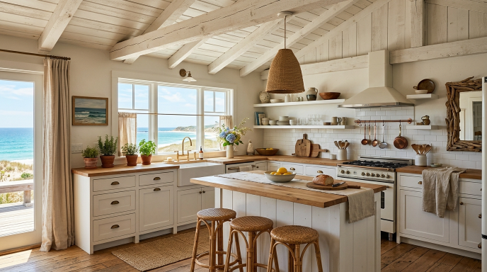 Whitewashed Wooden Beams