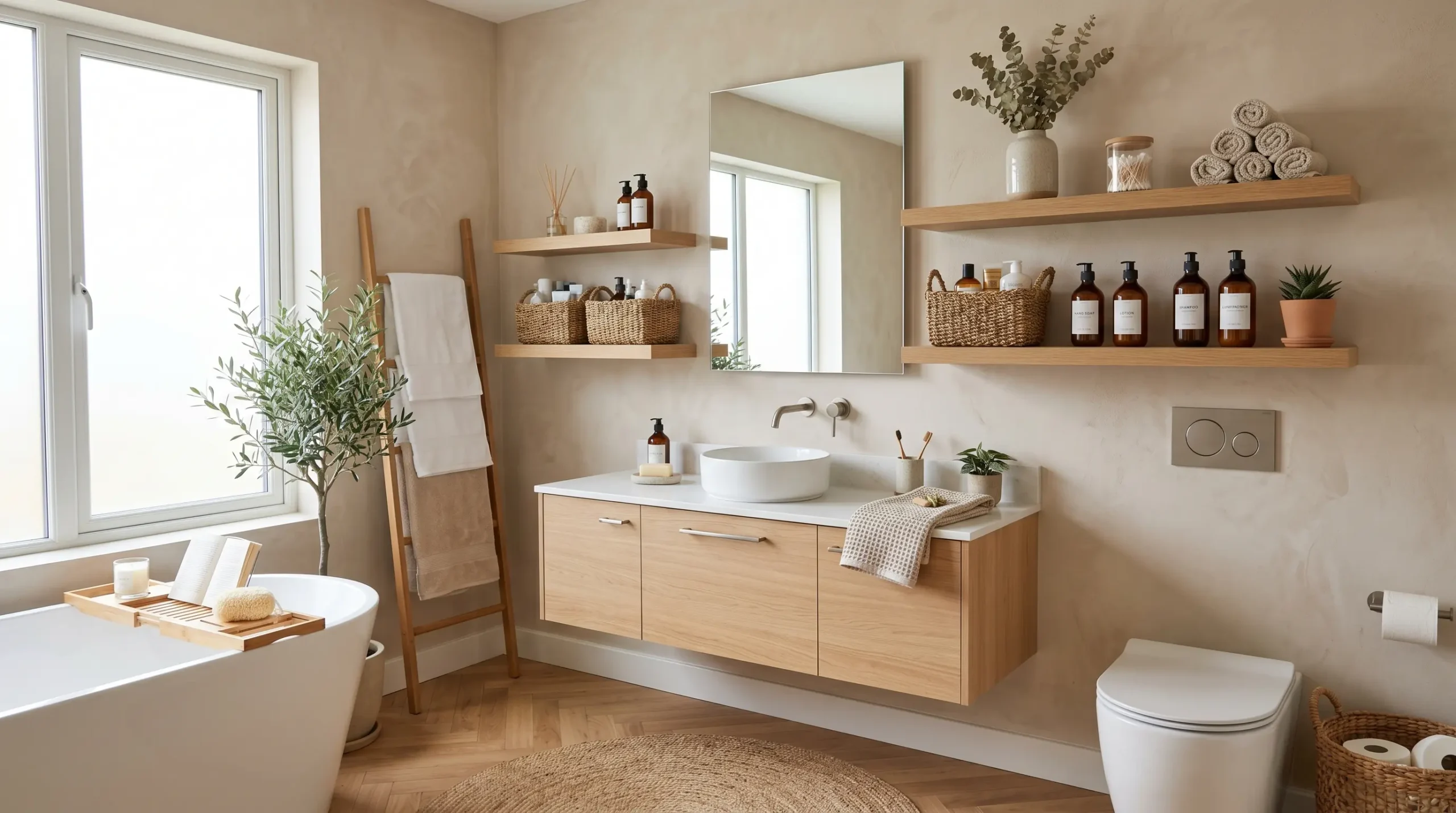 Floating Shelves Around the Vanity