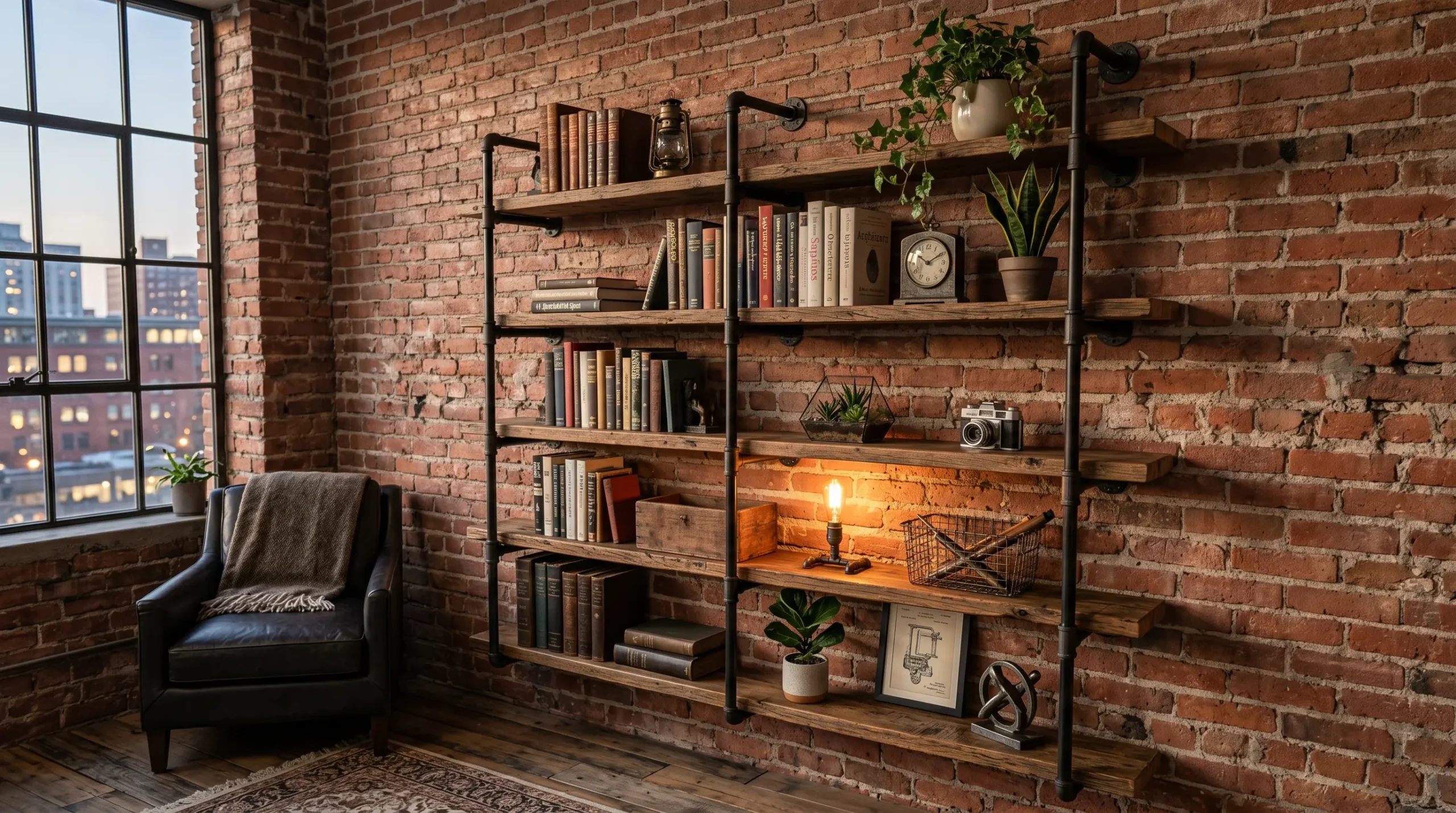 pipe shelve with industrial character