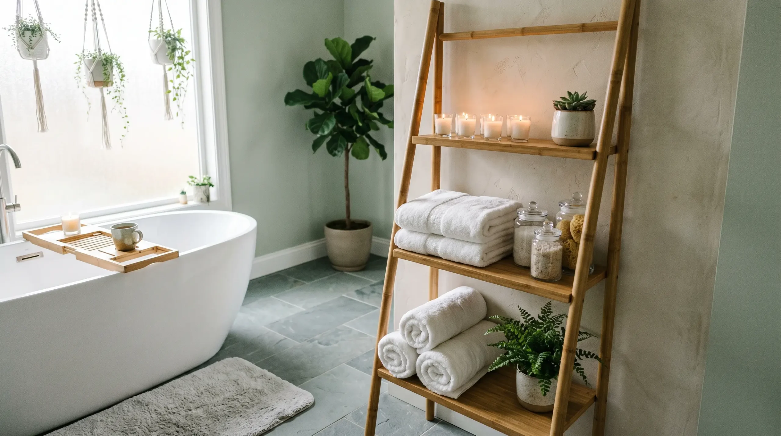 Spa Inspired Bamboo Shelves