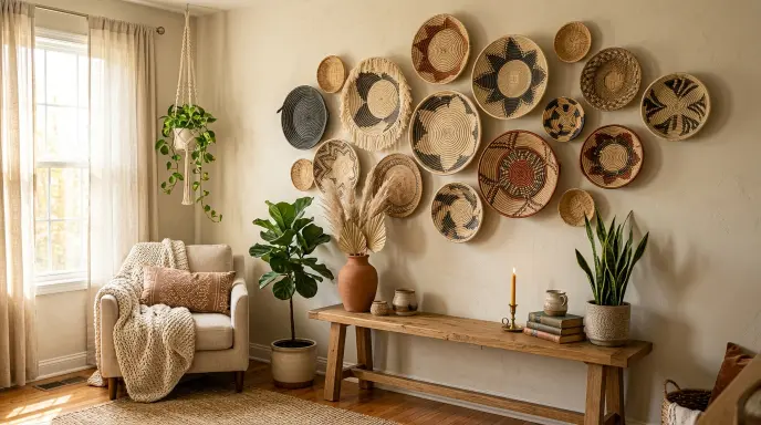 Woven Basket Wall Display