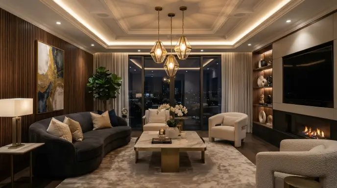Ceiling with Hanging Pendant Lights